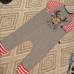 BOYS RAGS Brand TODDLER 3/4T Gray & Red Striped Reindeer Jumper